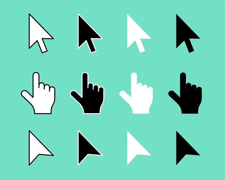 Free Vector flat style hand pointer and cursor in collection