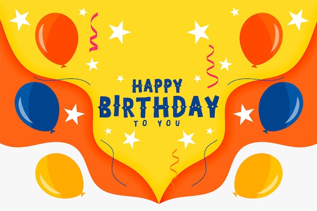 Flat Style Happy Birthday Celebration Card Design – Free Vector Download