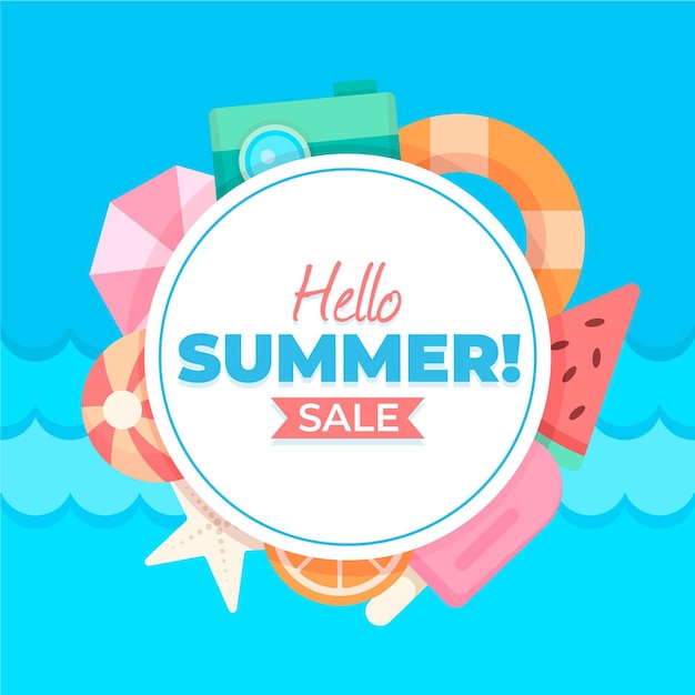 Free vector flat style hello summer sale