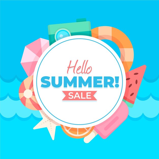 Flat style hello summer sale