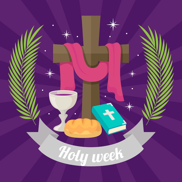 Vettore gratuito settimana santa in stile piatto