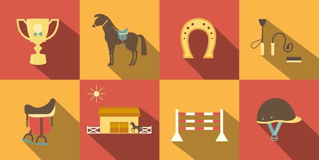 Free vector flat style horse icons