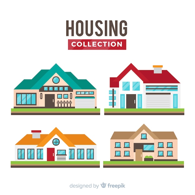 Free vector flat style housing collection