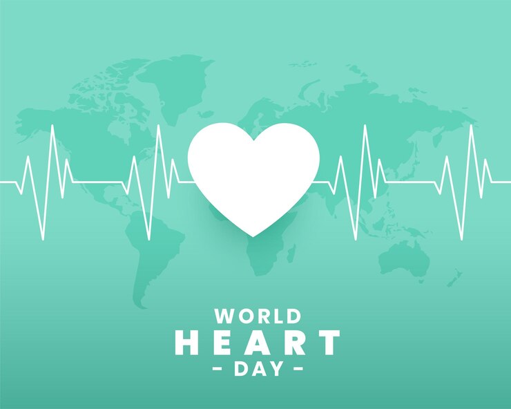 Free Vector flat style international heart day cardiac poster with world map design