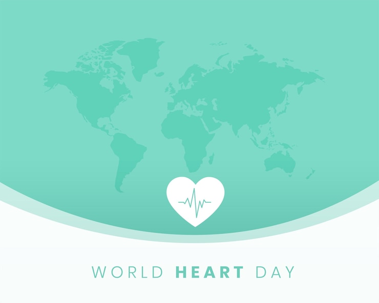 Free Vector flat style international heart day pulse poster with world map design vector