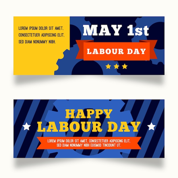 Free vector flat style labour day banners