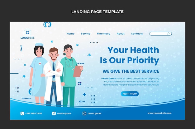 Free vector flat style medical landing page