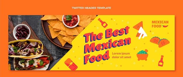Flat style mexican food twitter header