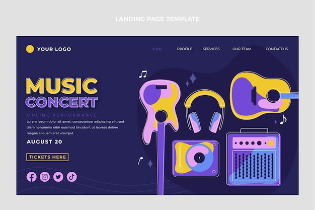 Flat style minimal music festival landing page
