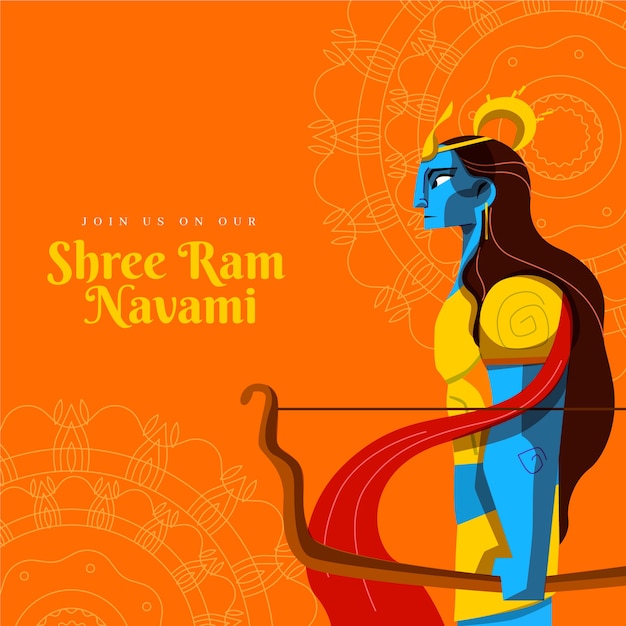 Free vector flat style for ram navami