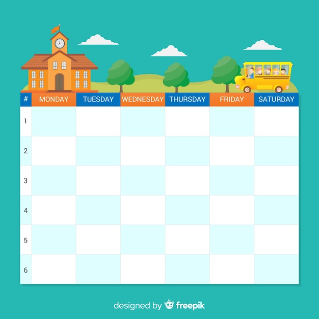 Free vector flat style school timetable template