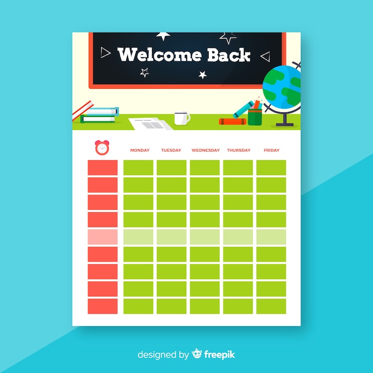 मुफ़्त वेक्टर flat style school timetable template