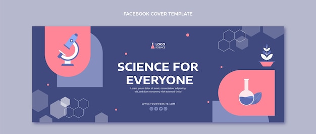 Vettore gratuito copertina di facebook di scienza in stile piatto