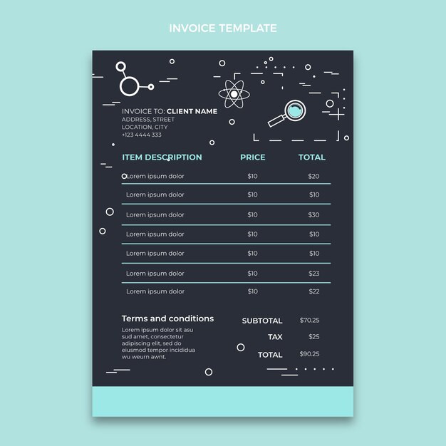 Flat style science invoice template