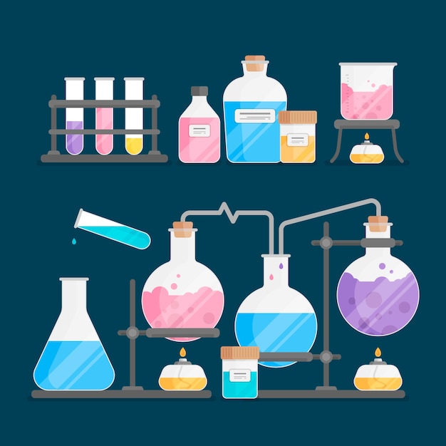 Laboratorio scientifico di stile piano con elementi