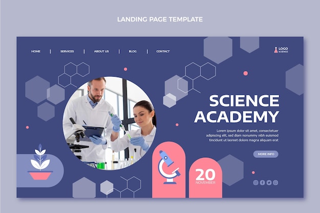 Flat style science landing page
