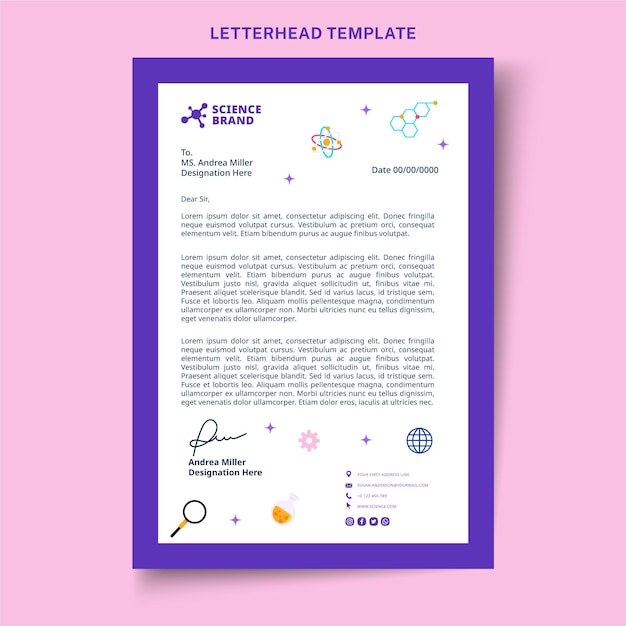 Flat style science letterhead