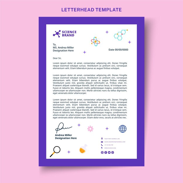 Flat style science letterhead