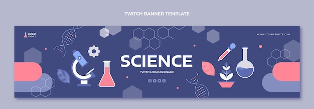 Flat style science twitch banner