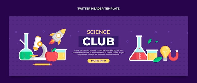 Modello di intestazione twitter di scienza in stile piatto