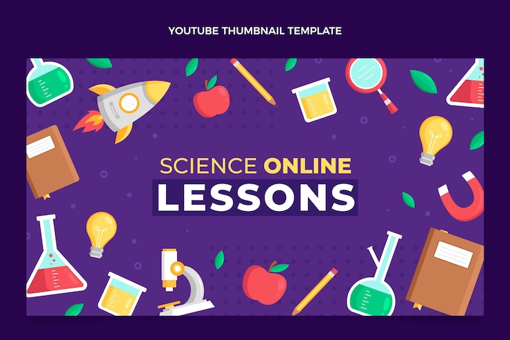 Free Vector flat style science youtube thumbnail template