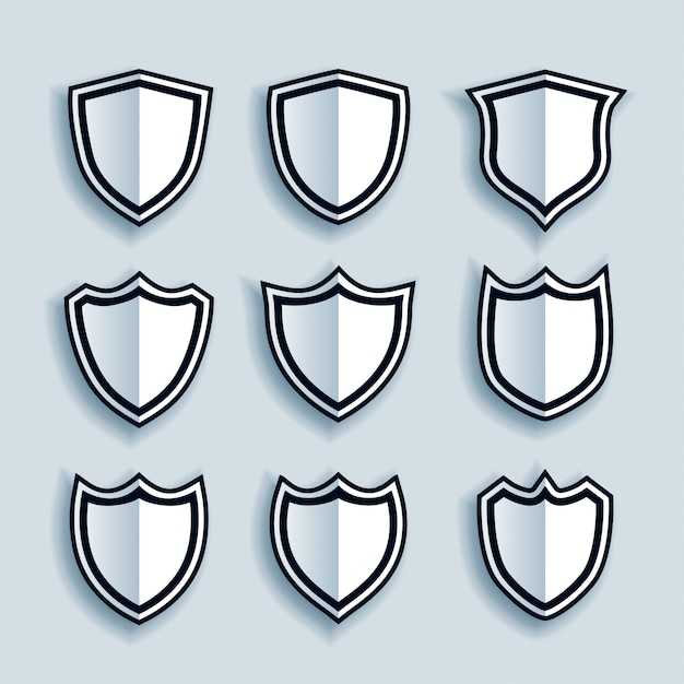 Free vector flat style shield symbols or badges set