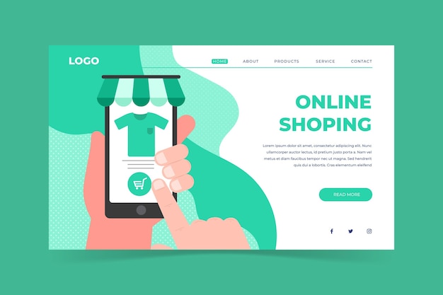 Free vector flat style shopping online homepage