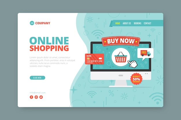 Flat style shopping online landing page