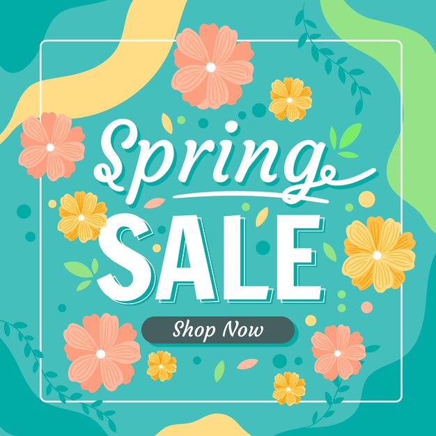 Free vector flat style spring sale with discount