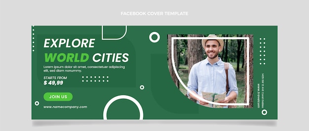 Free vector flat style travel facebook cover