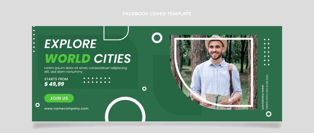 Flat style travel facebook cover