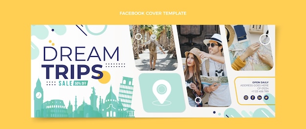 Free vector flat style travel facebook cover