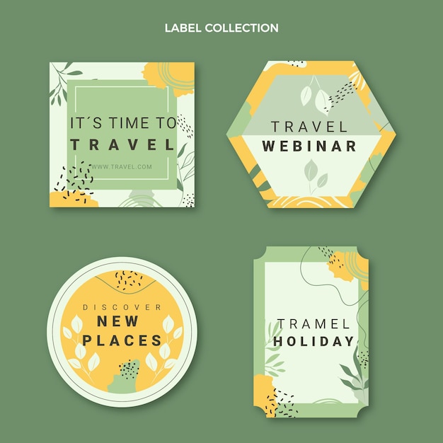 Vettore gratuito collezione di etichette da viaggio in stile piatto