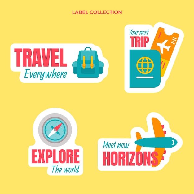 Free vector flat style travel labels