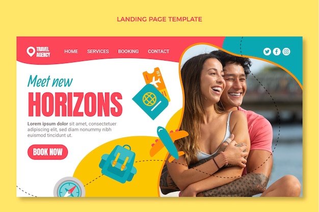 Free vector flat style travel landing page