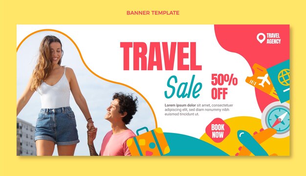 Flat style travel sale banner