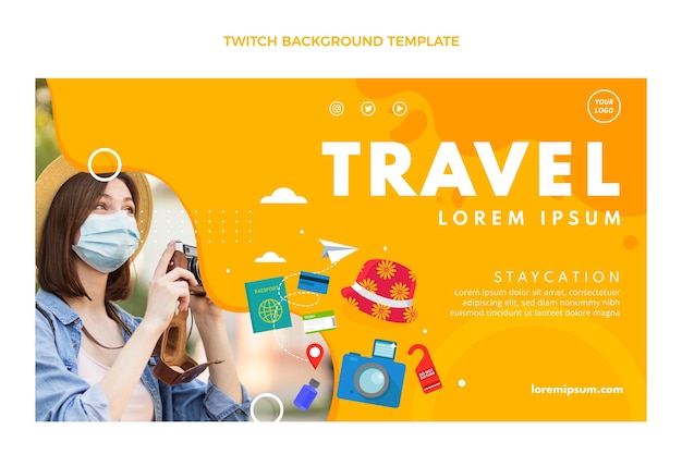 Free vector flat style travel twitch background