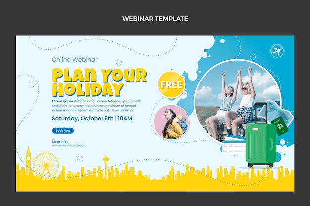 Flat style travel webinar template