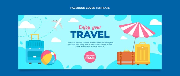 Vettore gratuito copertina facebook di viaggio in stile piatto