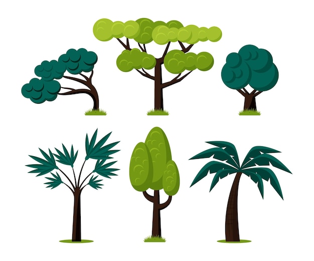 Flat style type of trees pack