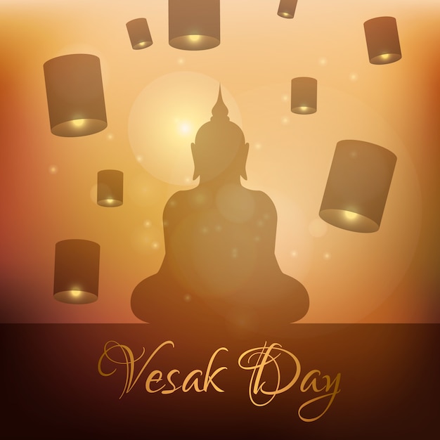 Flat style vesak celebration