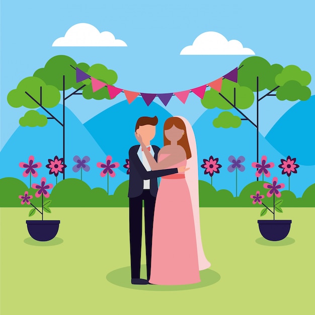 Free vector in flat style wedding people