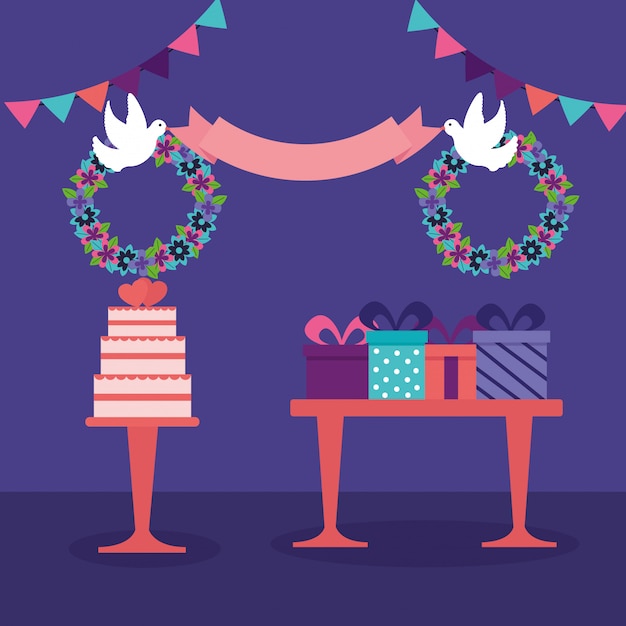 Free vector in flat style wedding people