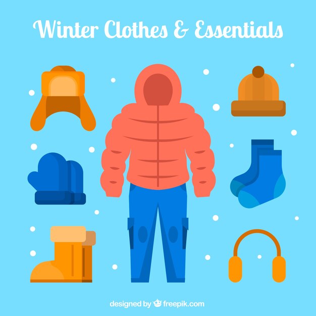 Free vector flat style winter clothes