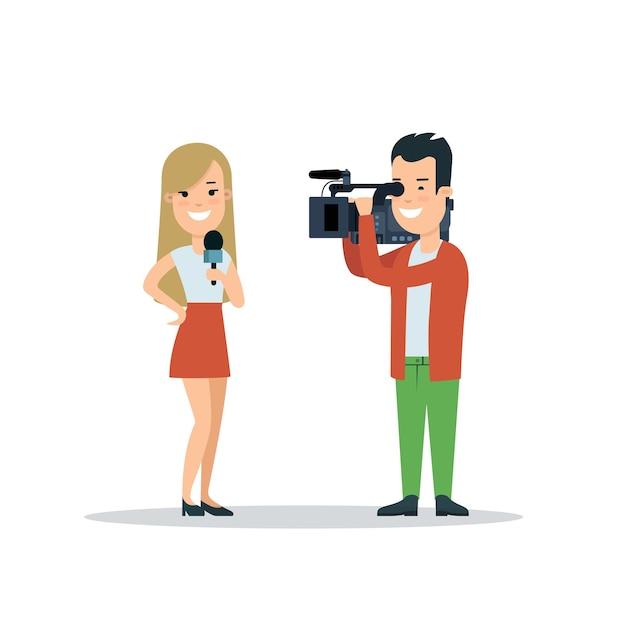 Free vector flat style woman journalist correspondent vector illustration