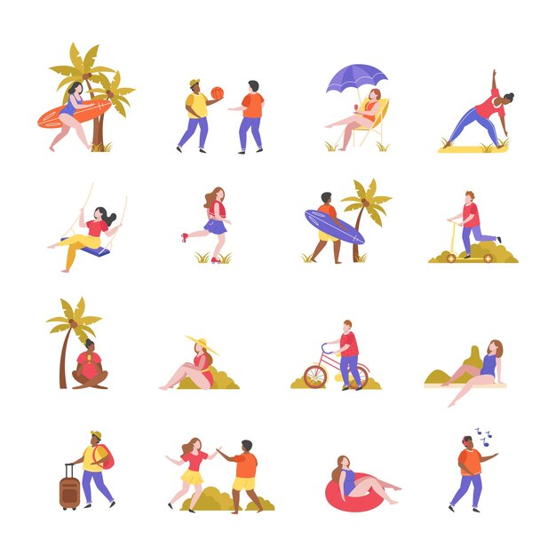 Flat Summer Activities Icons