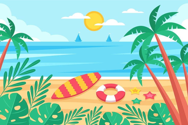 無料Vector ビデオ通話のフラットな夏の背景