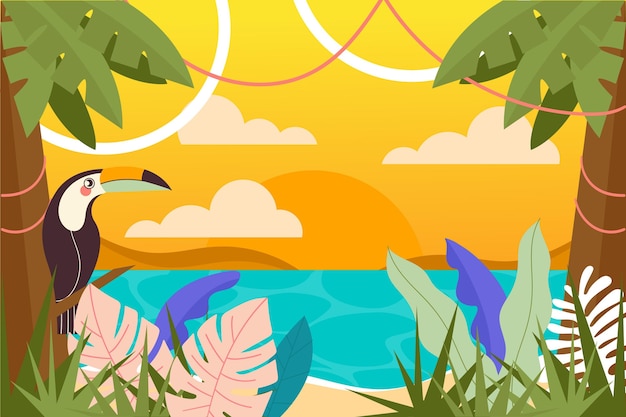 Flat summer background for videocalls