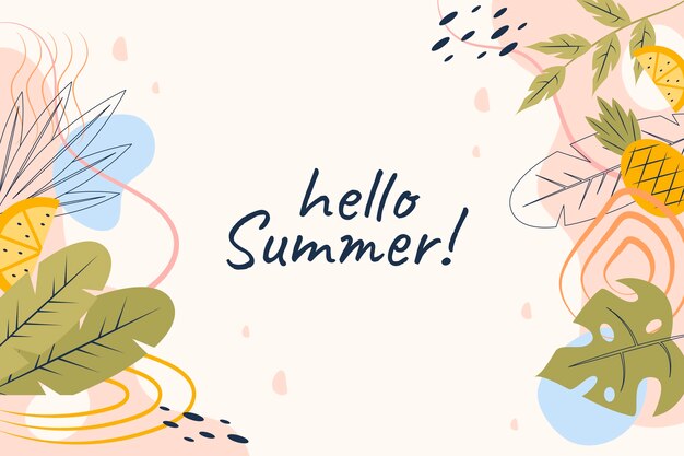 Flat summer background with leaves