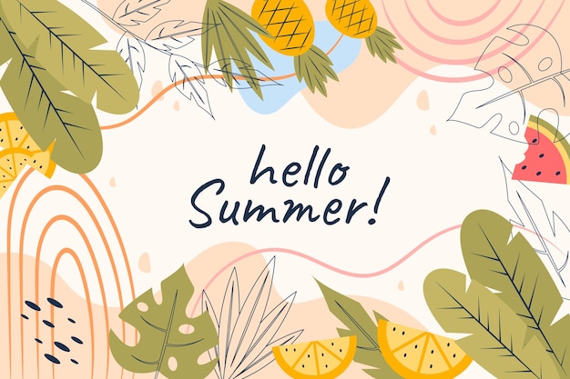 Free vector flat summer background with leaves